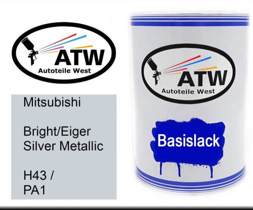 Mitsubishi, Bright/Eiger Silver Metallic, H43 / PA1: 500ml Lackdose, von ATW Autoteile West.